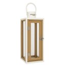 Ver imagem 5 de Lanterna Decorativa Metal Branco Prime e Madeira com Vidro 38cm X 13cm