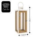 Ver imagem 3 de Lanterna Decorativa Metal Branco Prime e Madeira com Vidro 38cm X 13cm