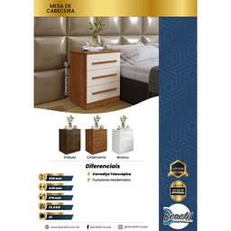 Mesa de Cabeceira Perça 3 Gavetas - Benetil - 5