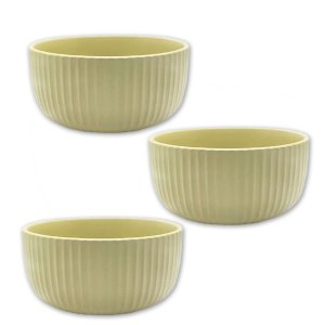 Kit 3 Bowl Tigela Cumbuca de Cerâmica Bege 12cm Salada Fruta