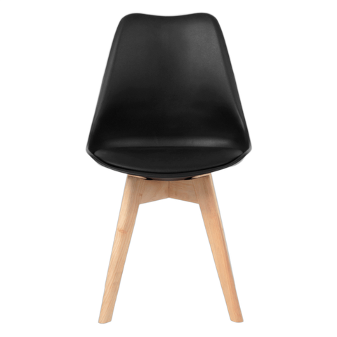 Kit 6 Cadeiras Leda Charles Eames Eiffel Preto Polipropileno Cozinha Área de Lazer Recepção