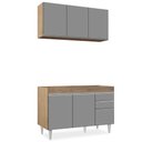 Ver imagem 1 de Armário Aéreo Virgínia e Balcão Para Pia 120cm Michigan Castanho/Cinza - Lumil Lumil Móveis