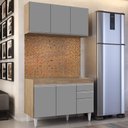 Ver imagem 2 de Armário Aéreo Virgínia e Balcão Para Pia 120cm Michigan Castanho/Cinza - Lumil Lumil Móveis