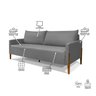 Sofá Elegance 2 Lugares 1,40m Linho Cinza Escuro Recepção Consultório Clean Moderno - Lv - 3