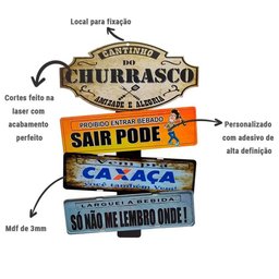 Placas de Carros 3 Frases Decor Cantinho do Churrasco - Cachaça - 2