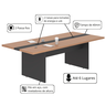 Mesa de Reunião Escritório Premium 2,40m e Passa Cabo Noce - 2
