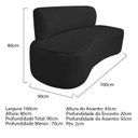 Ver imagem 3 de Sofá Curvo Orgânico 160cm 2 Lugares Linho Antonela Preto