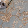 Papel de Parede Importado Arabesco Azul Dourado 10m Cola - 6