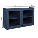 Ver imagem 4 de Armário Aéreo 120cm 2 Portas com Vidro Moldurado Cozinha Sevilha Azul