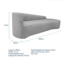 Ver imagem 3 de Recamier Curvo Orgânico 180cm 3 Lugares Lado Direito para Sala de Estar em Linhoparis Cinza Claro