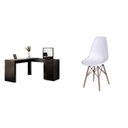 Ver imagem 2 de Conjunto Escritório 2 Peças Escrivaninha Penteadeira Star e Cadeira Eames Base de Madeira Yescasa Preto/Branco