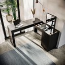 Ver imagem 6 de Conjunto Escritório 2 Peças Escrivaninha Penteadeira Star e Cadeira Eames Base de Madeira Yescasa Preto/Branco