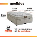 Ver imagem 4 de Cama Box Baú Casal Queen Cristal Molas Ensacadas 158x198x64cm