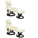 Ver imagem 1 de Conjunto 2 Poltronas de Massagem com Apoio para Pés Louisiana Bege Creme