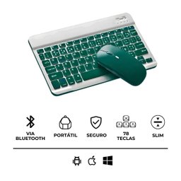 Teclado sem Fio Bluetooth Recarregável com Mouse - Verde In - 7