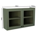 Ver imagem 4 de Armário Aéreo 120cm 2 Portas com Vidro 100% MDF Cozinha Sevilha Verde