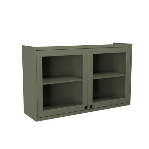 Armário Aéreo 120cm 2 Portas com Vidro 100% MDF Cozinha Sevilha Verde