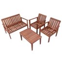 Ver imagem 2 de Conjunto para Jardim com 1 Sofá 2 Poltronas 1 Mesa de Centro Madeira Maciça Marrom