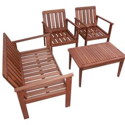 Conjunto para Jardim com 1 Sofá 2 Poltronas 1 Mesa de Centro Madeira Maciça - 2