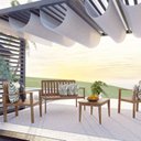 Ver mais imagens de Conjunto para Jardim com 1 Sofá 2 Poltronas 1 Mesa de Centro Madeira Maciça Marrom