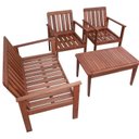 Ver imagem 3 de Conjunto para Jardim com 1 Sofá 2 Poltronas 1 Mesa de Centro Madeira Maciça Marrom