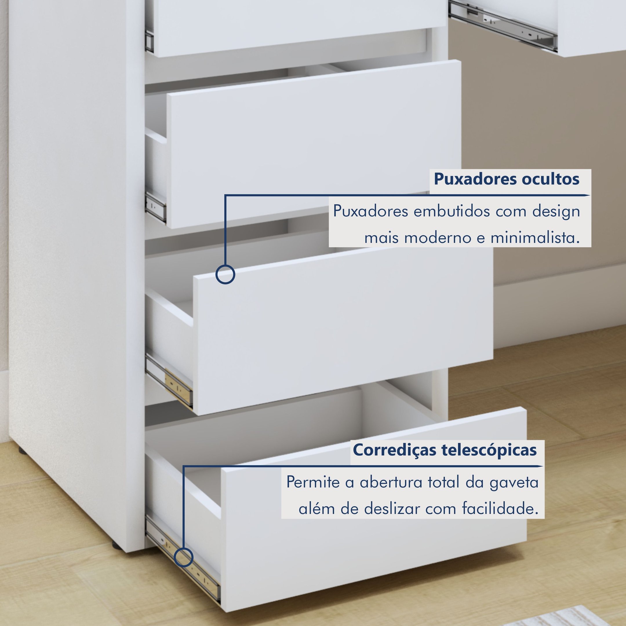 Penteadeira Camarim 100% MDF 5 Gavetas Munique - 2