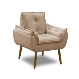 Poltrona para Sala Decorativa Opala Pés Madeira Suede Capuccino Império Decor - 1