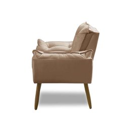 Poltrona para Sala Decorativa Opala Pés Madeira Suede Capuccino Império Decor - 4