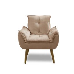 Poltrona para Sala Decorativa Opala Pés Madeira Suede Capuccino Império Decor - 3