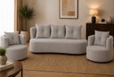 Ver imagem 7 de Kit Sofá Curvo Orgânico + 2 Poltronas Orgânicas Cinza Claro Veludo- Belufan