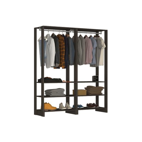 Estante Closet Yes 160cm com 2 Cabideiros - Grafite