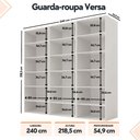 Ver imagem 3 de Guarda Roupa Casal Modulado Versa em MDF 6 Portas com 15 Prateleiras