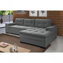 Ver imagem 1 de Sofá Viena Chaise Suede Fixo Pés Madeira Living Confortável Império Cinza 380