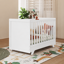 Ver imagem 1 de Berço Peroba Retrô Americano Branco Vira Mini Cama Infantil