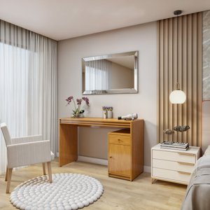 Penteadeira 1 Porta 1 Gaveta 100% MDF Sem Espelho Charlotte