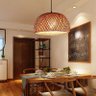 Pendente Luminária Chinês mão-tecido de bambu natural pingente iluminação rattan lâmpada lustre de b - 5