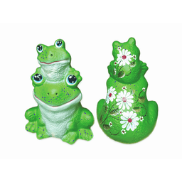 DECORAÇÃO JARDIM SAPO DUPLO EM CERÂMICA PINTADO A MÃO - 1