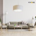 Ver imagem 2 de Lustre Pendente Cilíndrico Vivare Md-4257 Cúpula em Tecido 45x30cm - Bivolt Linho Bege 127/220v