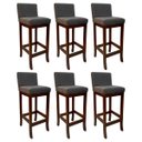 Ver imagem 1 de Kit 6 Banquetas Alta Estofada para Bancada Castanho Melody Suede Cinza