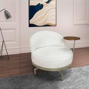Ver imagem 6 de Poltrona Decorativa Giratória Orgânica Glamour Boucle Cru com Mesinha Acoplada Loja Sheep