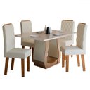 Ver imagem 2 de Mesa de Jantar 4 Lugares Belvedere com Vidro Mel/off White/veludo Pastel - Panorama Móveis