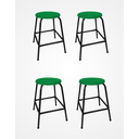 Ver imagem 1 de Kit 4 Banco de Metal Bar Assento Plástico Empilhável Verde 45cm