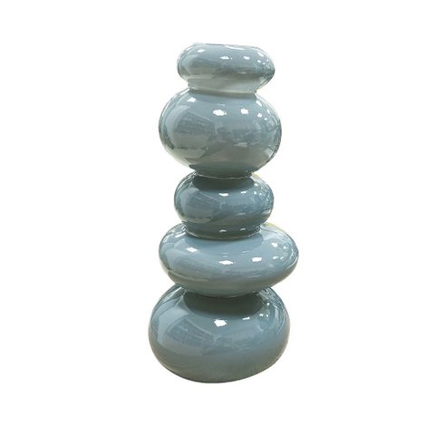 Vaso Decorativo Orgânico de Vidro Cinza 24cm By0008 Btc