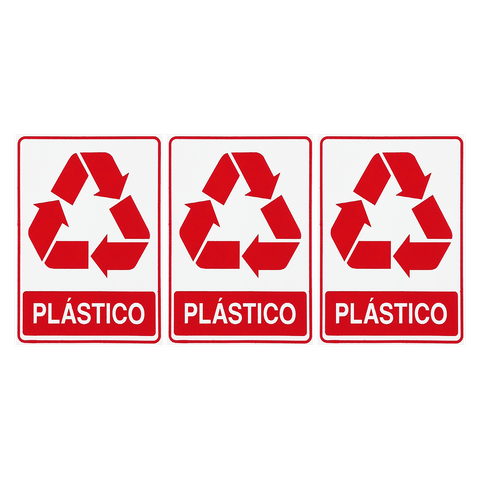 Combo 6 Adesivos De Sinalização Lixo Plástico 15x20 Acesso - S-241 F9e