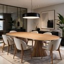 Ver imagem 4 de Mesa de Jantar 6 Lugares Oval Base Dupla Ripada 184cm Rigon B05 Amêndoa Cinamomo - Lyam Decor