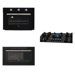 Conjunto de Embutir Fischer com Forno Elétrico 50l com Air Fryer + Micro-ondas 25l com Dourador + Cooktop 5 Bocas Tripla Chama Linha Infinity 220v - 1