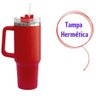 Copo Térmico Grande 1200ml Aço Inox Parede Dupla com Canudo para Bebidas Quentes e Frias (vermelho - 2