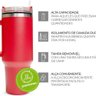 Copo Térmico Grande 1200ml Aço Inox Parede Dupla com Canudo para Bebidas Quentes e Frias (vermelho - 6