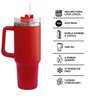 Copo Térmico Grande 1200ml Aço Inox Parede Dupla com Canudo para Bebidas Quentes e Frias (vermelho - 4