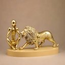 Ver imagem 3 de Kit Estátua Decorativa Figura Abstrata Homem Pensador + Leão Enfeite Escultura Mesa Sala Decoração e